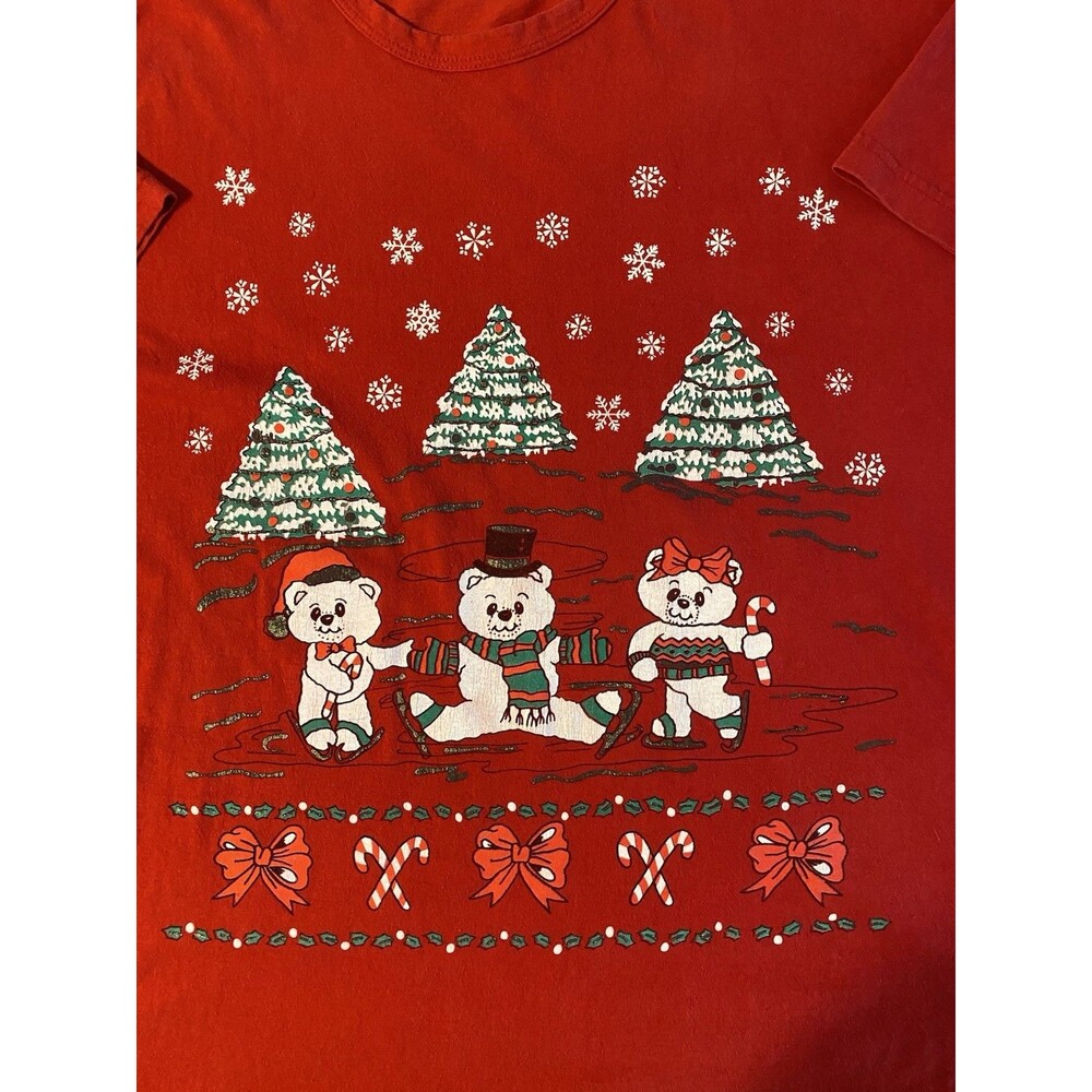 Vintage Christmas Teddy Bear T-shirt Sleep Shirt One Size XXL 54” Chest